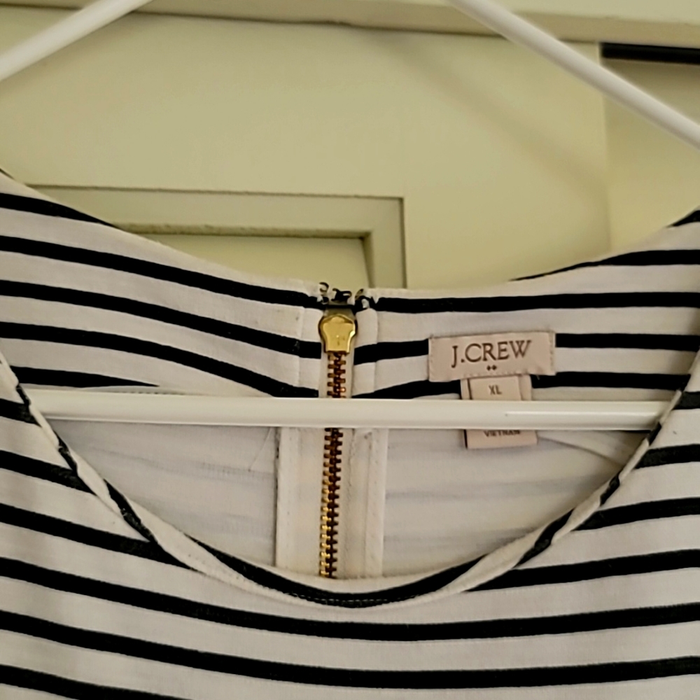 Striped party dress with pockets.  Knee length